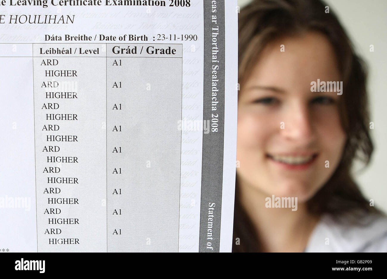 Leaving Certificate risultati esame Foto Stock