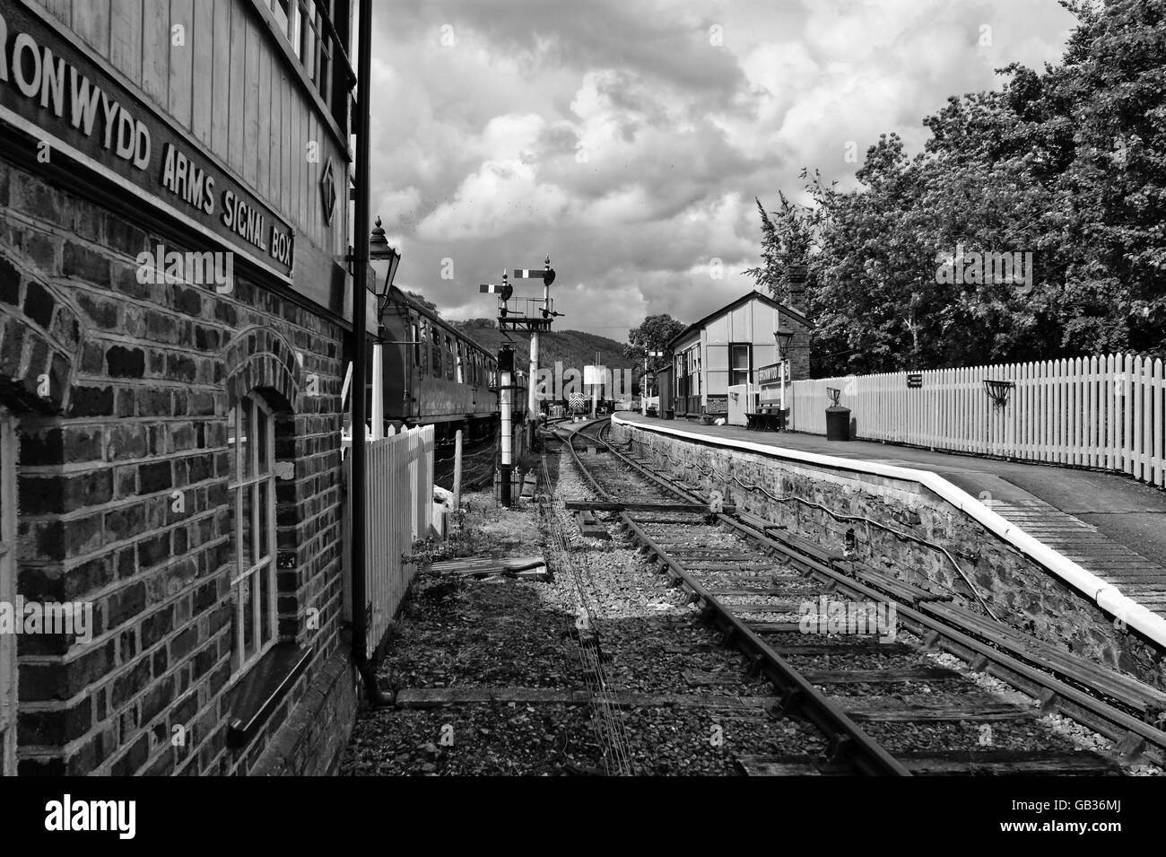 Linea ferroviaria nel Galles - treni a vapore, vicino a Carmarthen. Il Gwili Railway è un patrimonio gallese ferrovia che aziona un indicatore standard Foto Stock