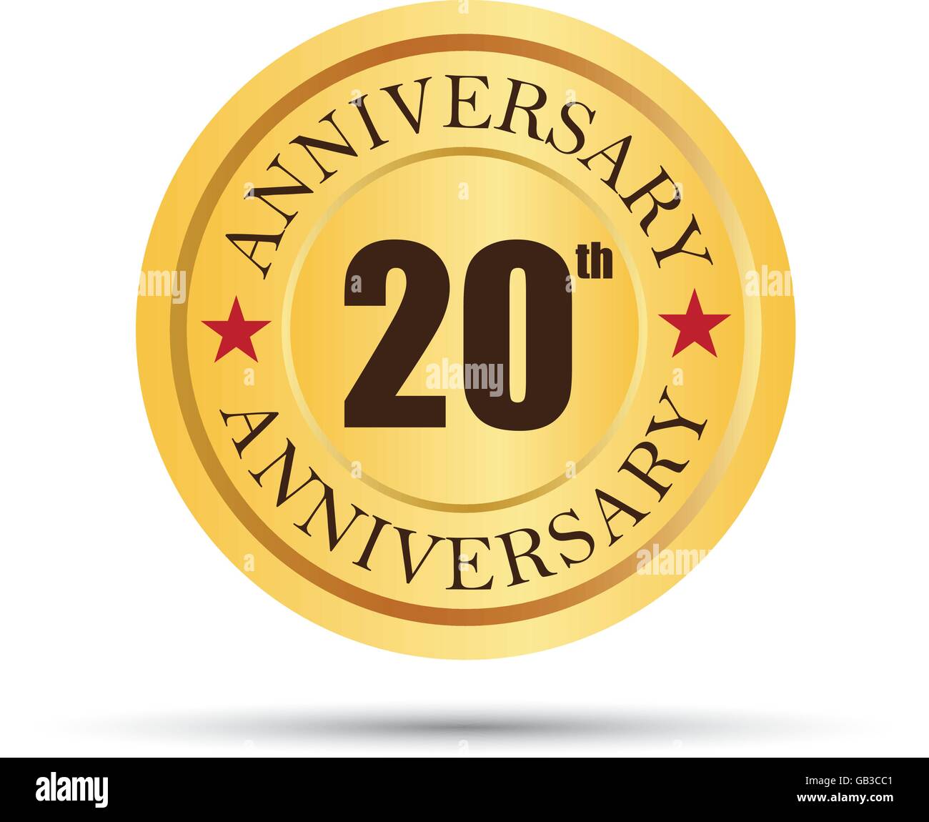 Badge d'oro 20 anni di anniversario logo Illustrazione Vettoriale