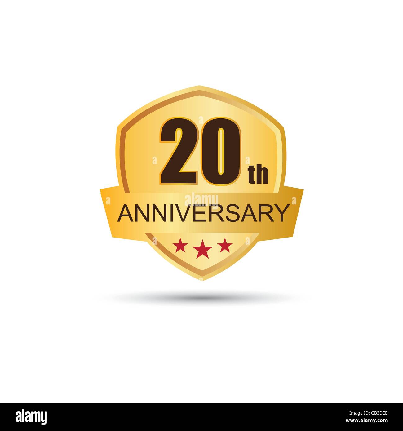 Badge d'oro 20 anni di anniversario logo Illustrazione Vettoriale