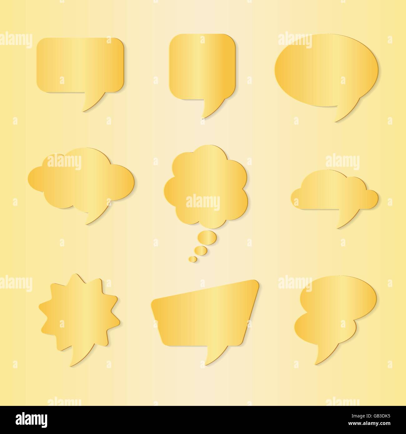 Set di nove oro delle finestre di dialogo Illustrazione Vettoriale