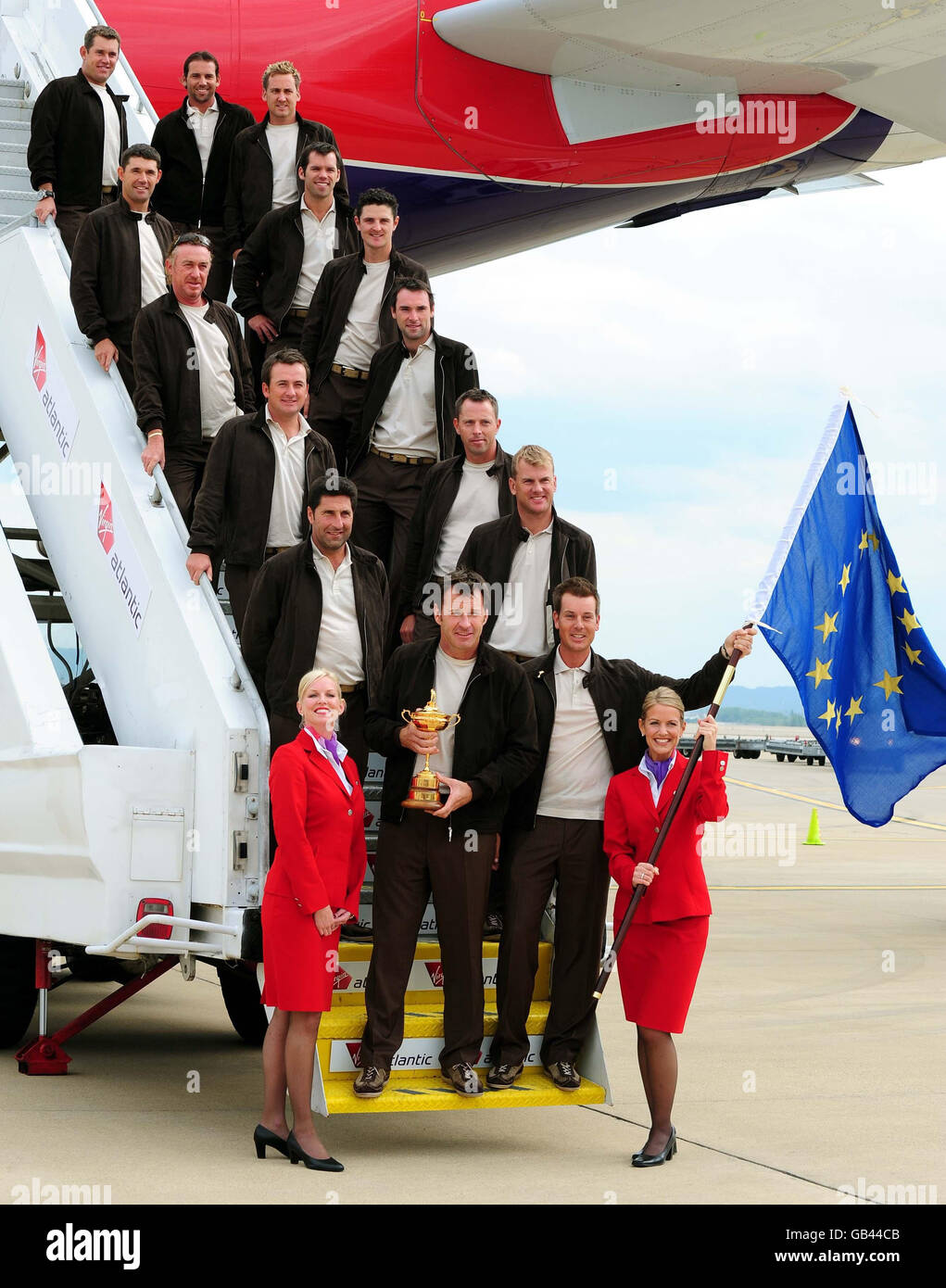 Golf - European Ryder Cup Team - aeroporto di Louisville. La squadra europea Ryder Cup arriva con il trofeo all'aeroporto di Louisville, Kentucky, USA. Foto Stock