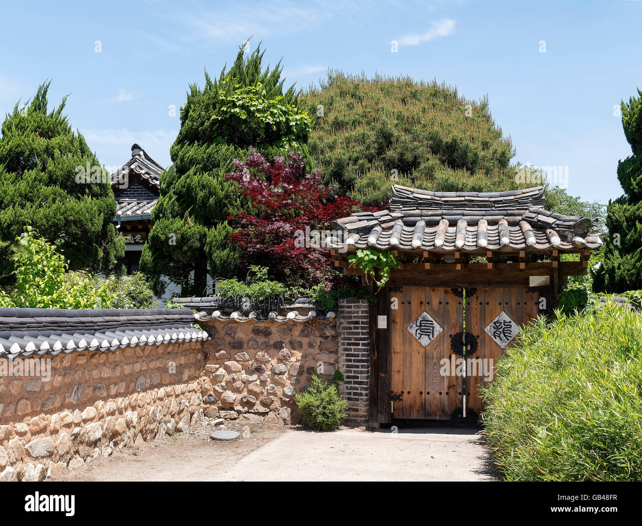 Hahoe Folk Village nei pressi di Andong, provincia Gyeongsangbuk-do, Corea del Sud, Asia, UNESCO patrimonio dell'umanità Foto Stock