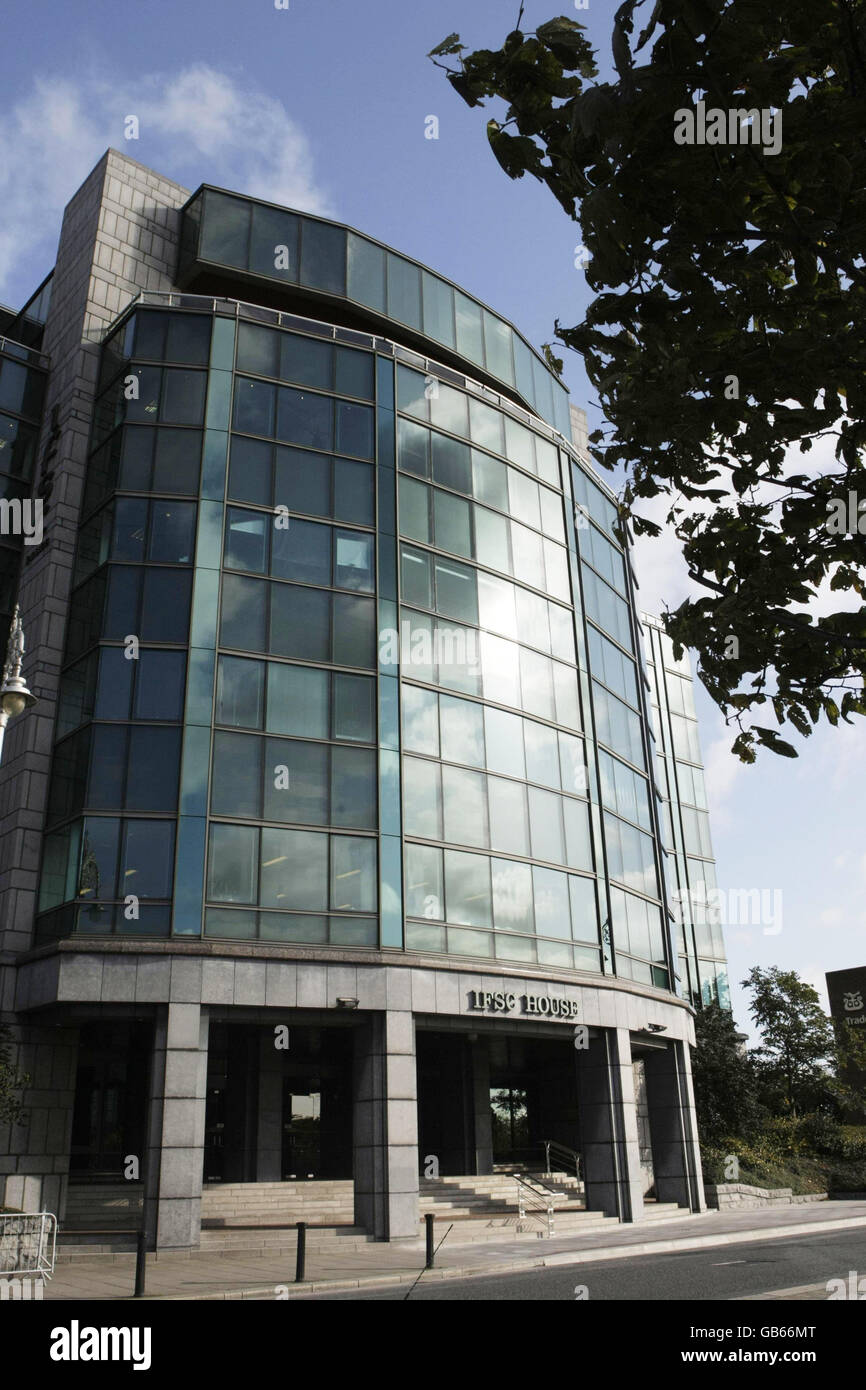 La Banca d'Irlanda. Uffici per lasciare nel centro Irish Financial Services nella città di Dublino. Foto Stock