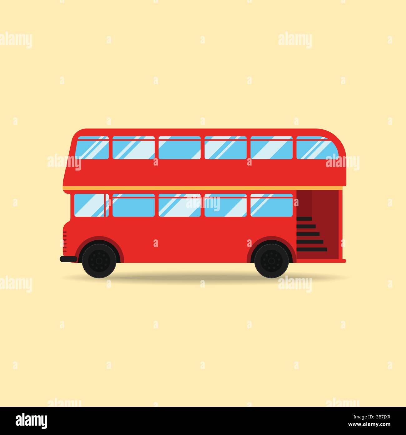 Double Decker bus design piatto illustrazione vettoriale Illustrazione Vettoriale