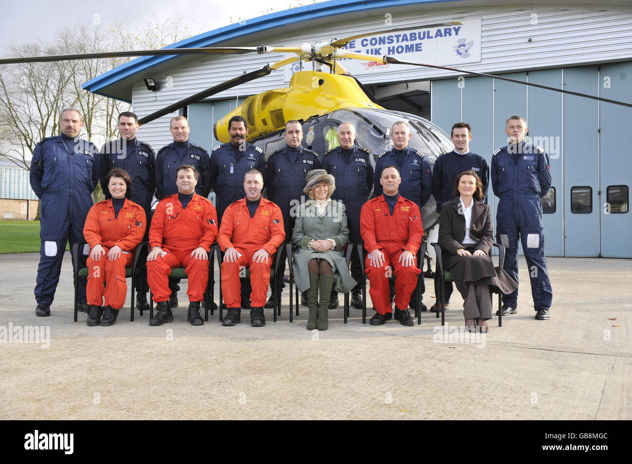 La duchessa di Cornovaglia visita il Wiltshire Air Ambulance Foto Stock