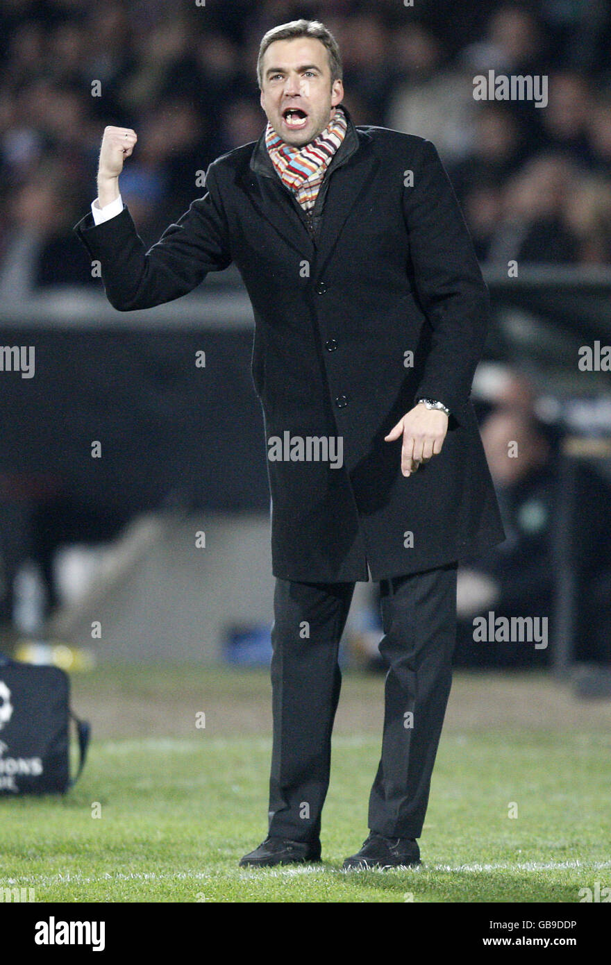 Aalborg Manger Allam Kuhn durante la partita della UEFA Champions League allo stadio Aalborg, Danimarca. Foto Stock