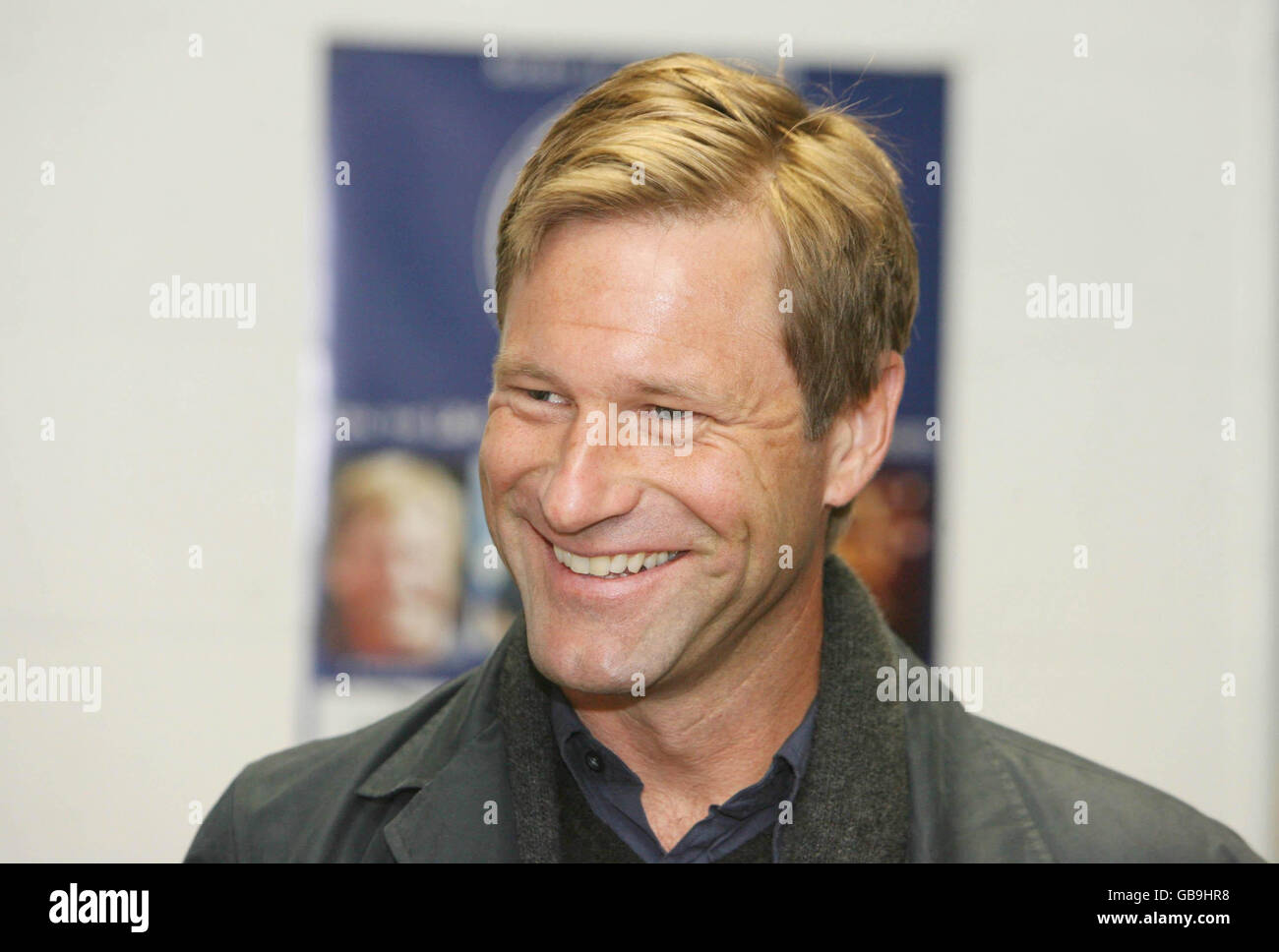 L'attore Aaron Eckhart, stella del Cavaliere Oscuro e della Compagnia degli uomini, arriva all'Università di Dublino dove ha ricevuto il premio James Joyce per il suo inestimabile contributo al cinema. Foto Stock