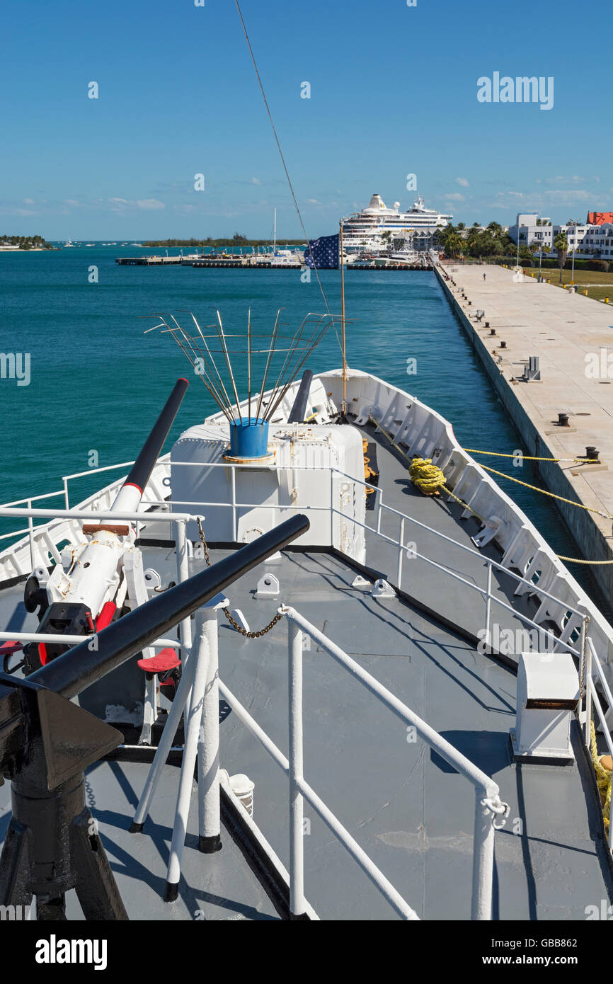 Florida, Key West, US Coast Guiard taglierina, USCGC Ingham Memorial Museum, servita 1936-1988, vista dal ponte Foto Stock
