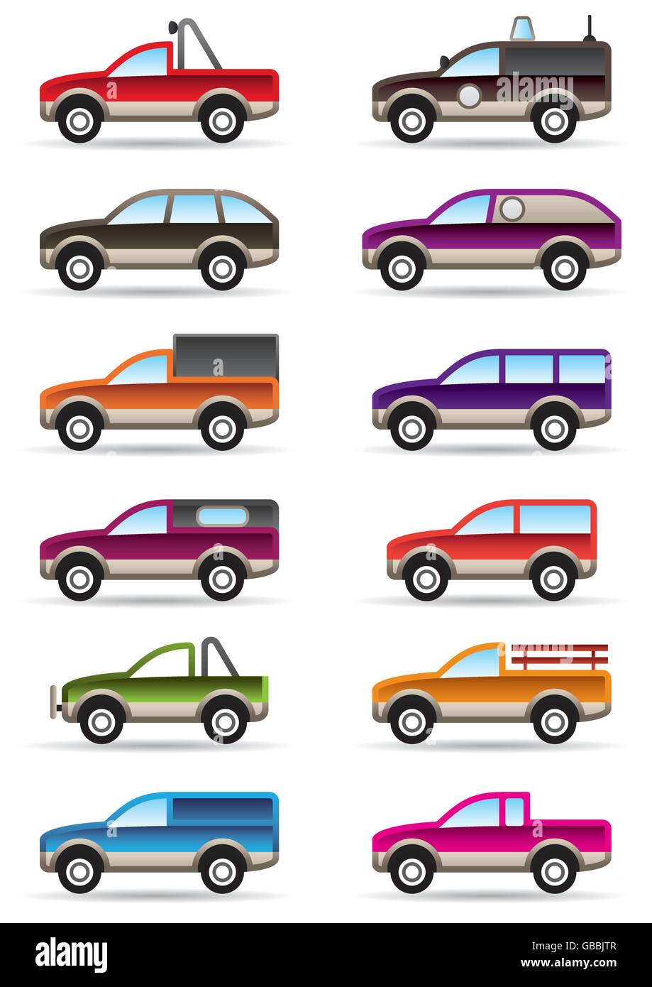 Diversi off road e SUV cars - illustrazione vettoriale Illustrazione Vettoriale