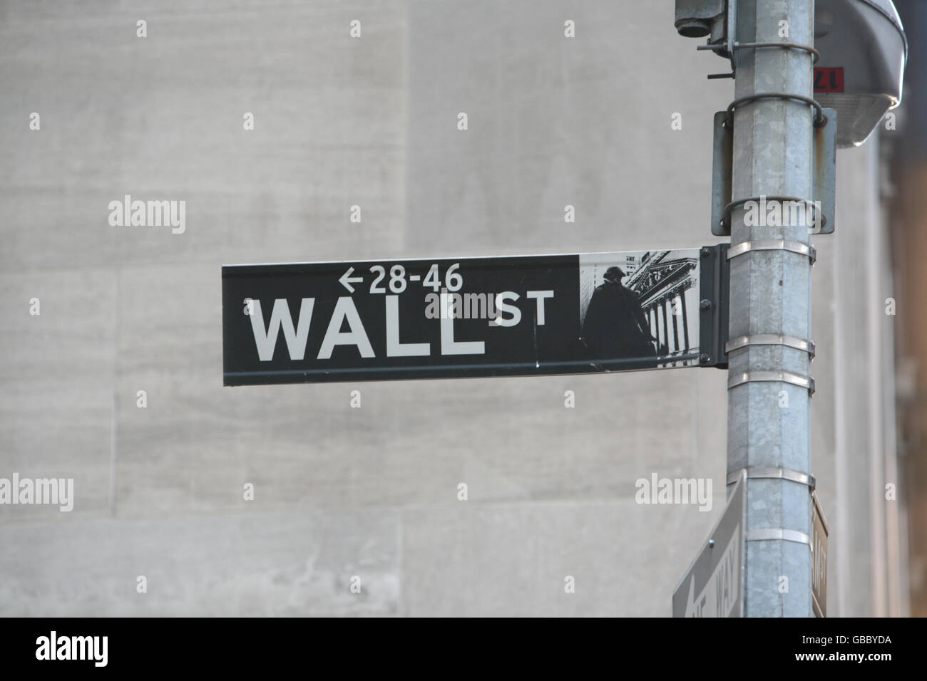Travel Stock - Stati Uniti d'America - New York. Un cartello Wall Street vicino alla Borsa di New York. Foto Stock