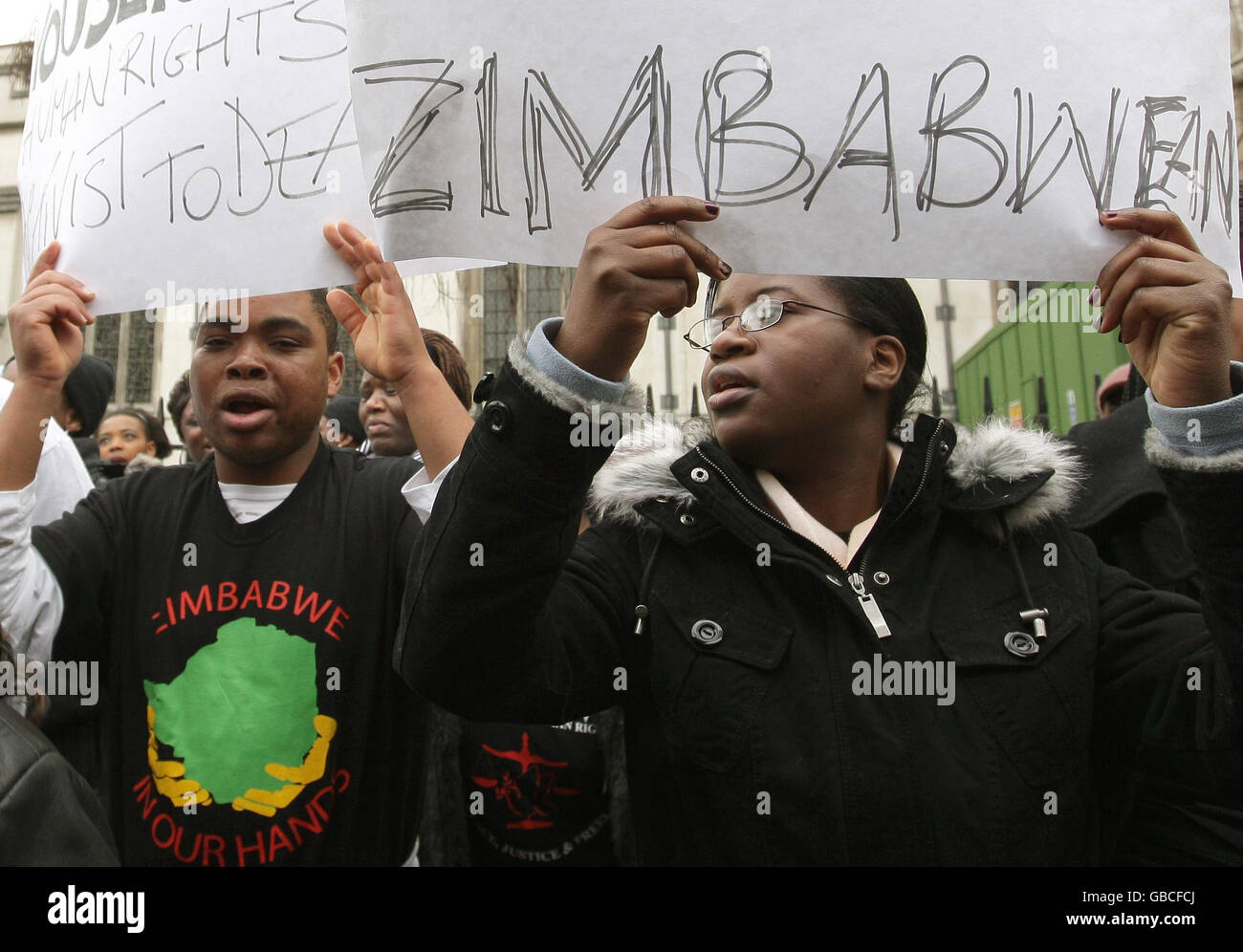 Protesta dello Zimbabwe Foto Stock