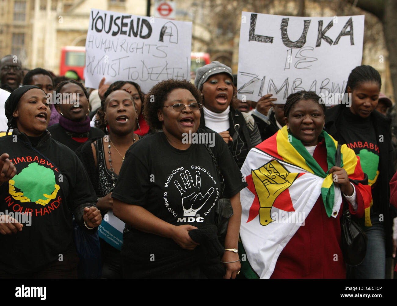 Protesta dello Zimbabwe Foto Stock