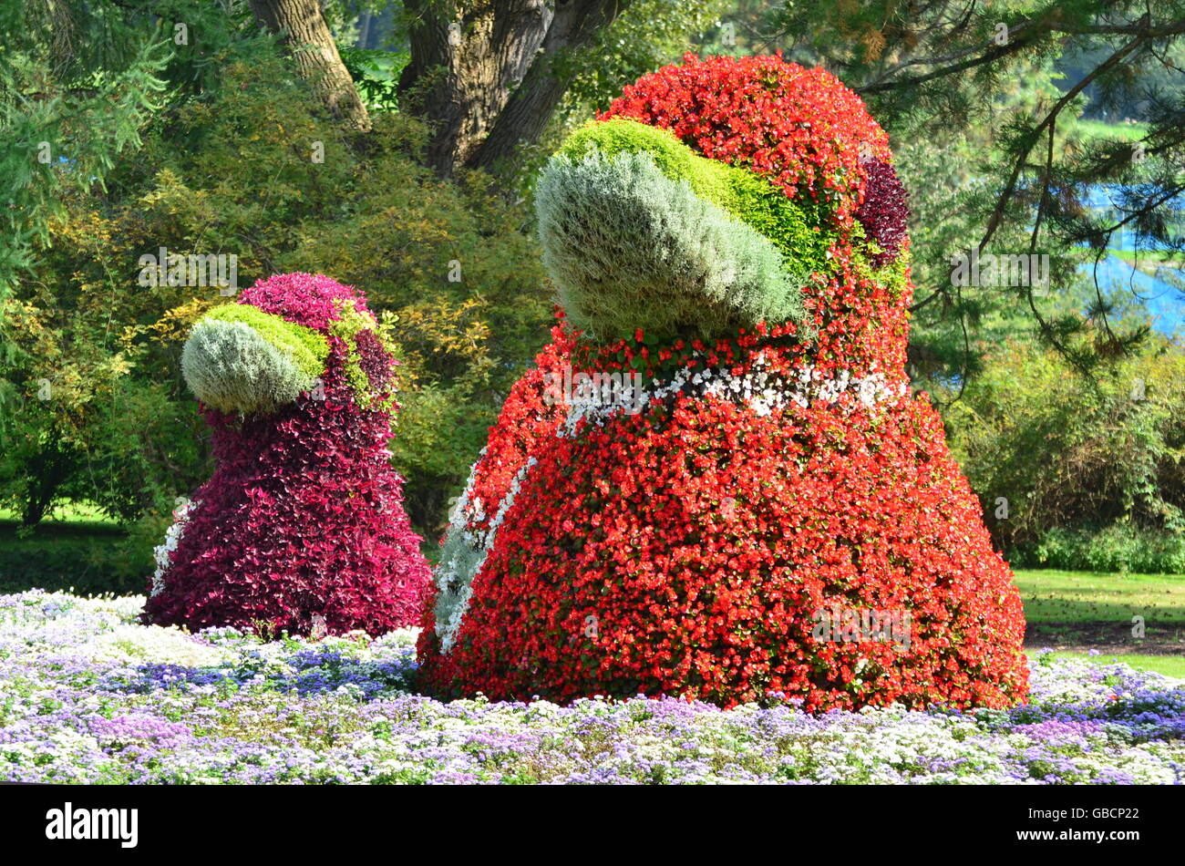 Botanik, Blumenfiguren, Insel Mainau, Bodensee Foto Stock