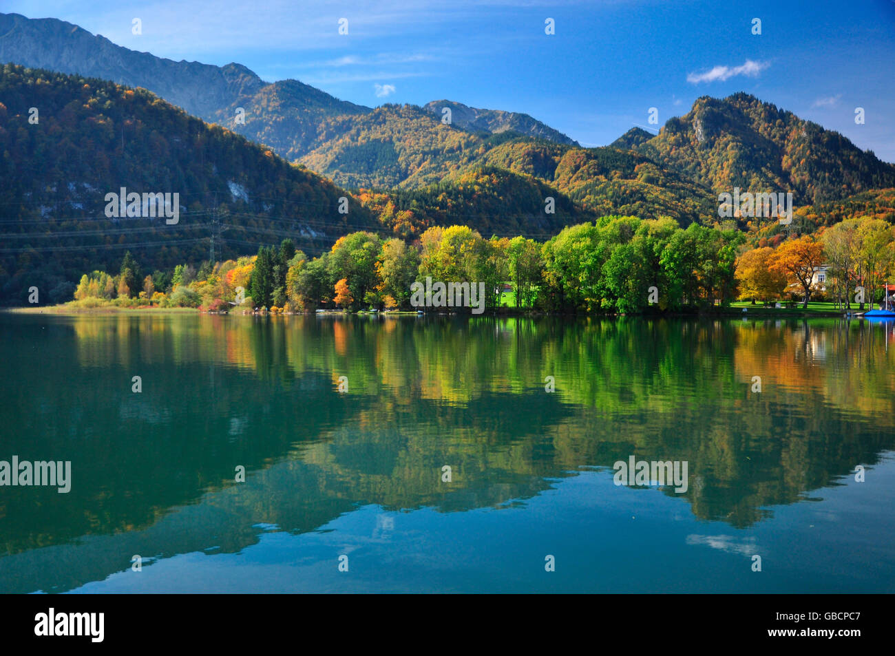 Il lago di Kochel, Kochel Alta Baviera, Baviera, Germania / Kochelsee, Kochel am See Foto Stock