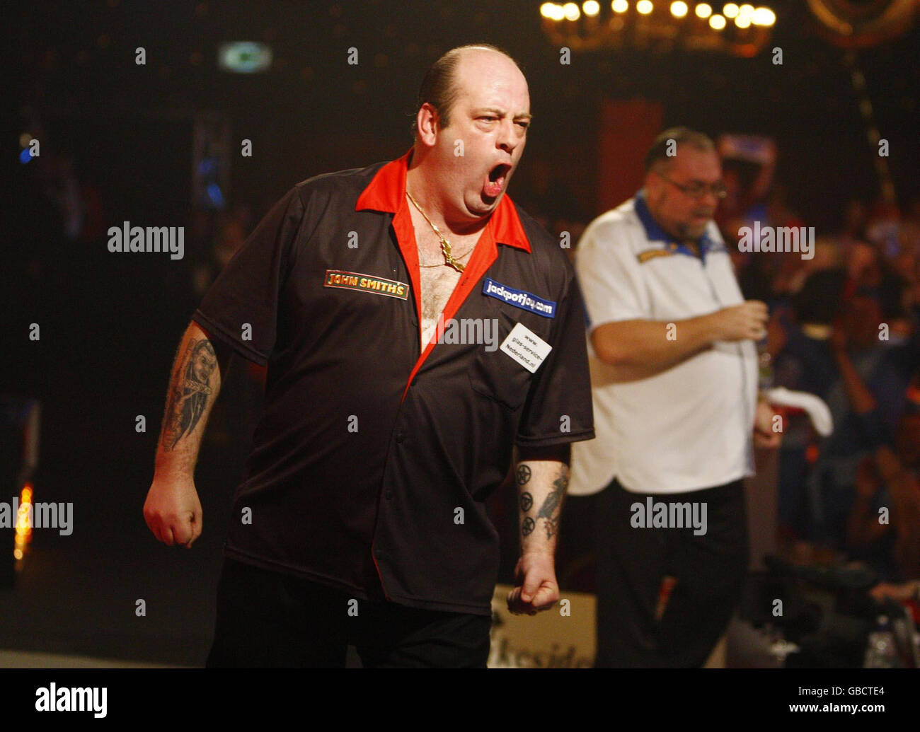 Darts - Lakeside BDO World Professional Darts Championship - Final - Lakeside Complex. Ted Hankey, in Inghilterra, festeggia durante la finale del Campionato Mondiale delle Freccette a Frimley Green, Surrey. Foto Stock