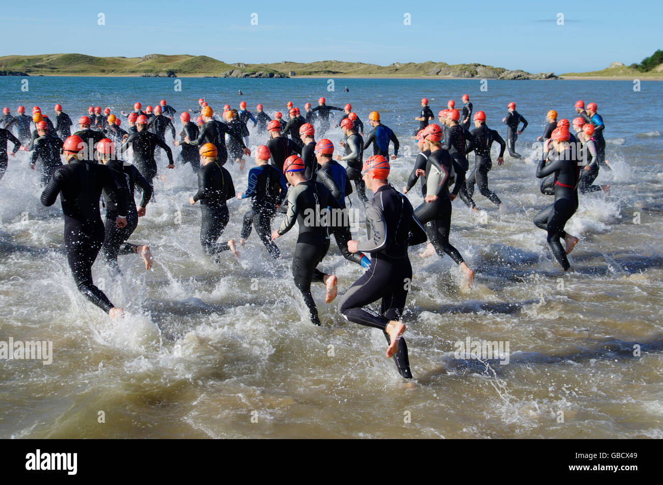 I concorrenti, Anglesey Sandman Triathlon, Foto Stock
