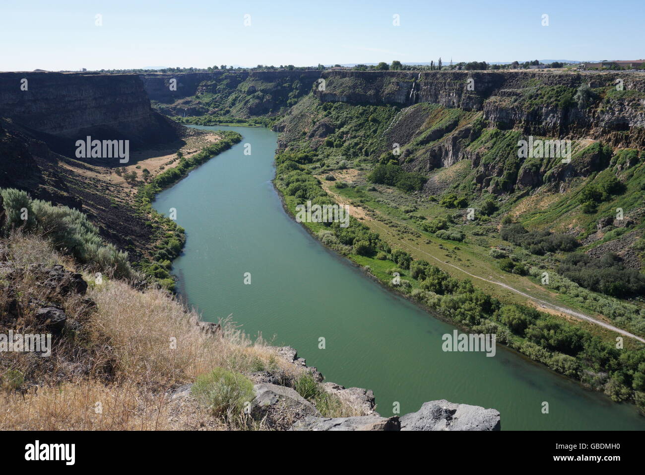 Snake River Canyon come visto in estate la luce del mattino, Twin Falls, Idaho Foto Stock