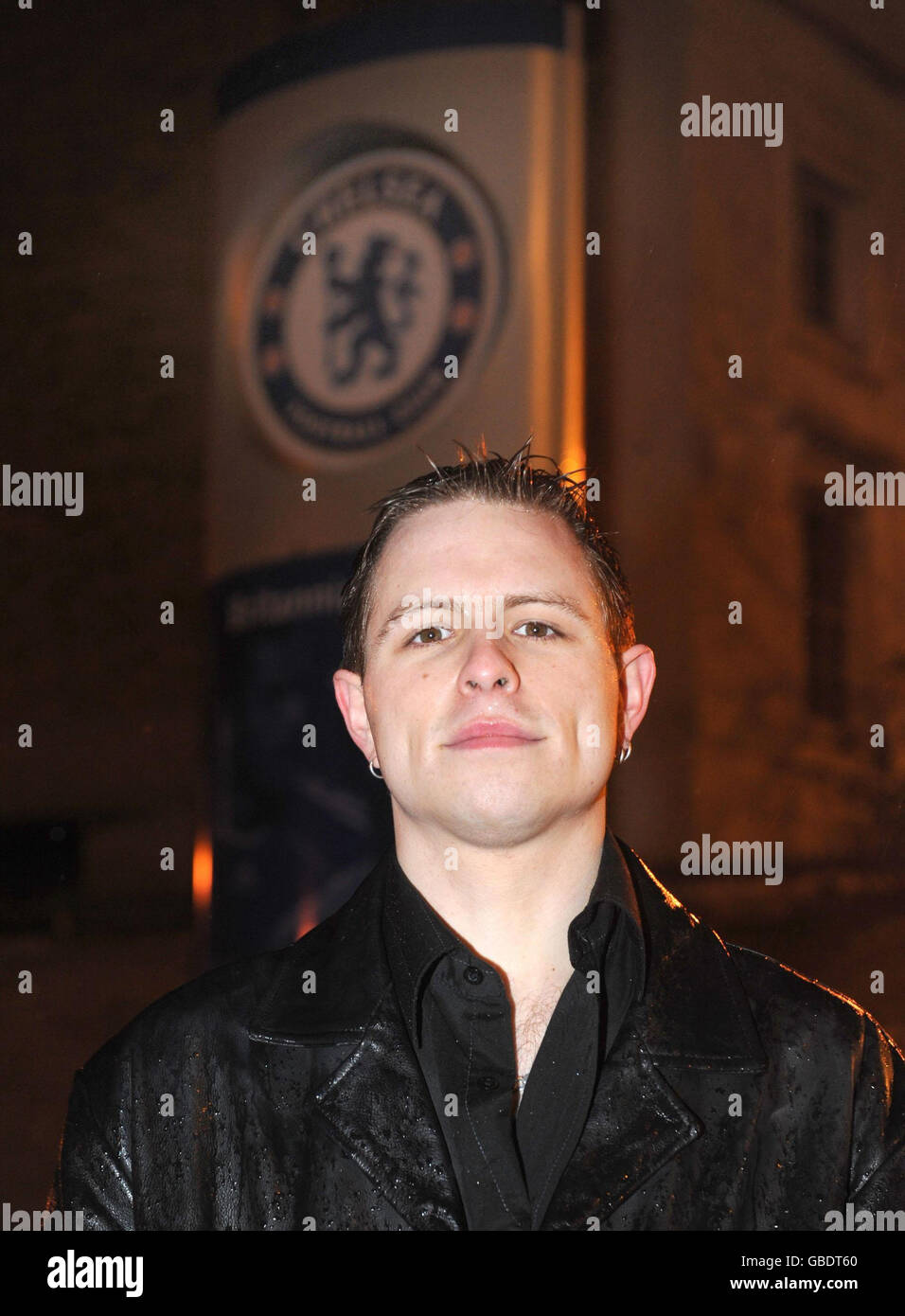 Paul Stocker, fan di Chelsea, fuori Stamford Bridge, Londra. Foto Stock