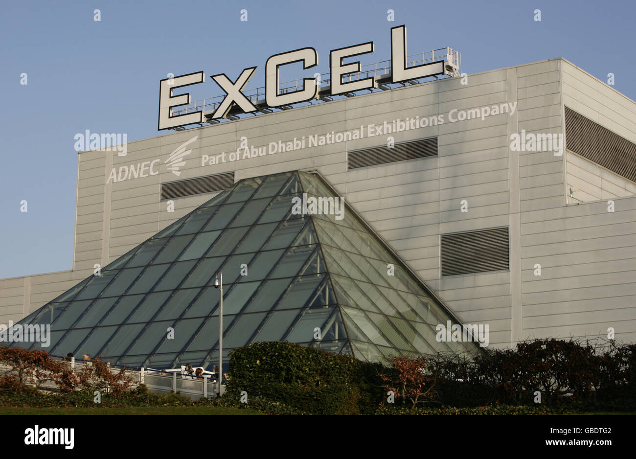 Una vista del centro Excel nella parte est di Londra. Una vista del centro Excel nella parte est di Londra. Foto Stock