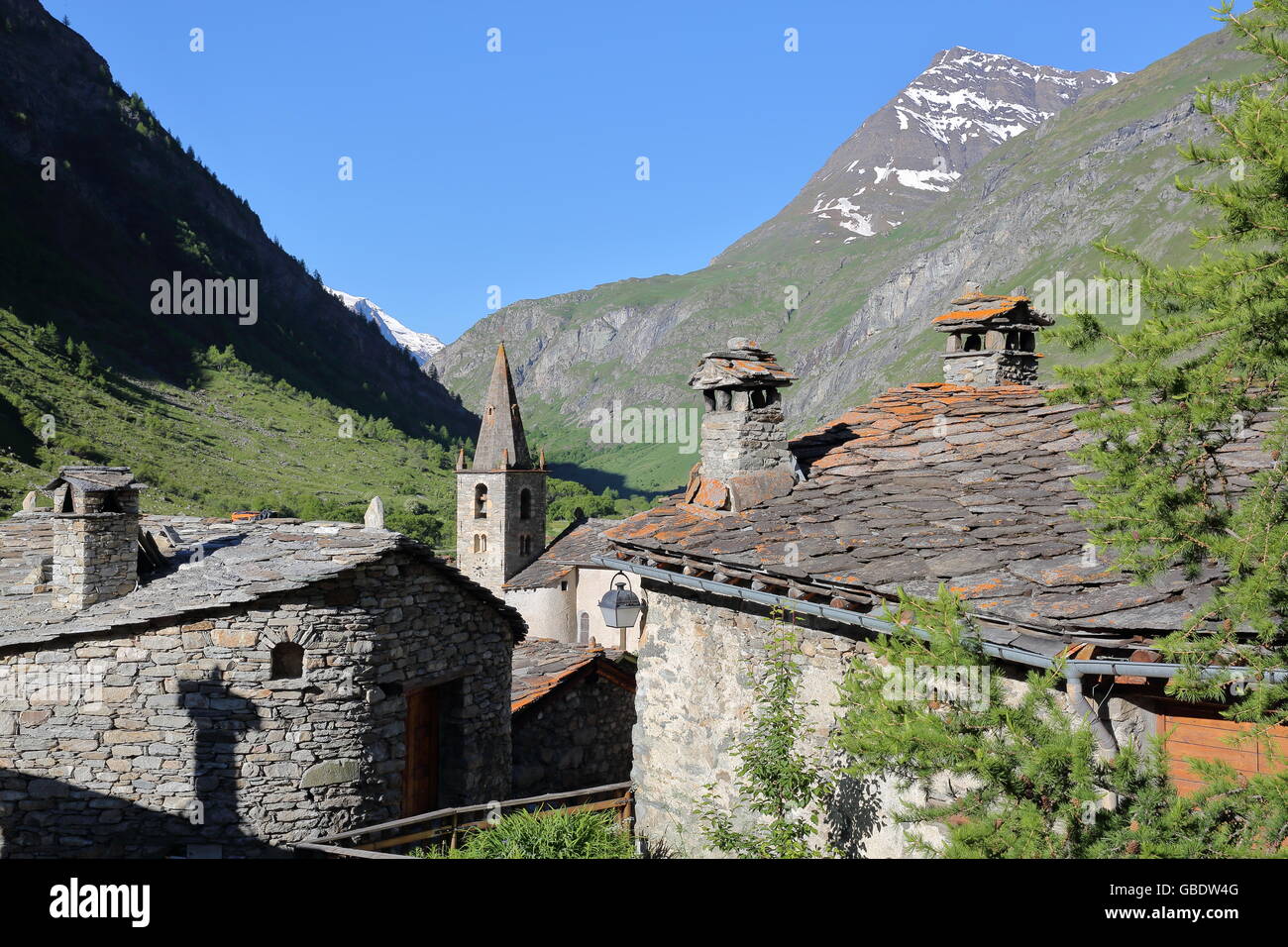 Bonneval-sur-Arc village, il Parco Nazionale della Vanoise, Alpi del Nord, Savoie, Francia Foto Stock