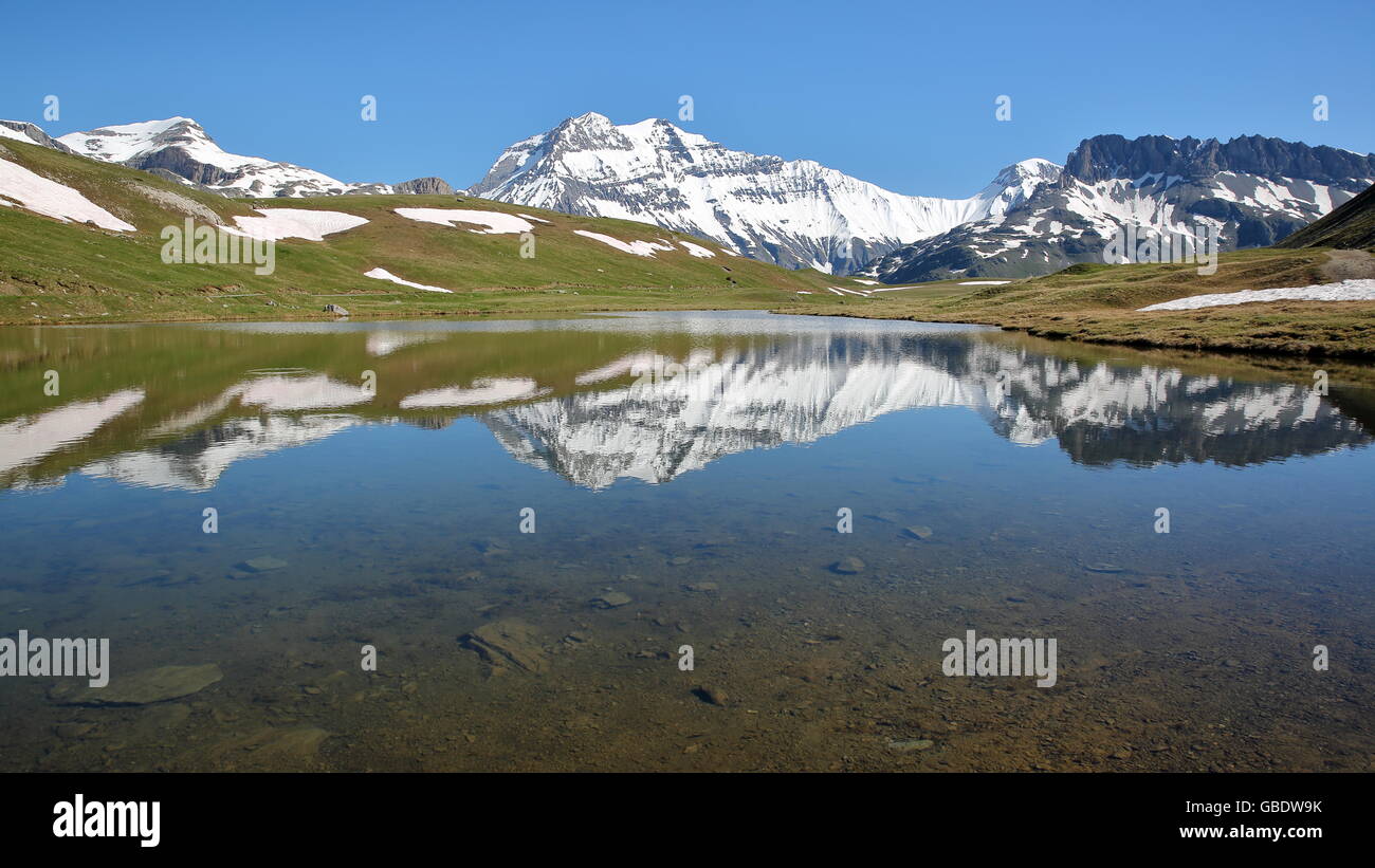 4 vertici: Rechasse, Grande Casse, Grande Motte e Pierre Brune, Parco Nazionale della Vanoise, Alpi del Nord, Savoie, Francia Foto Stock