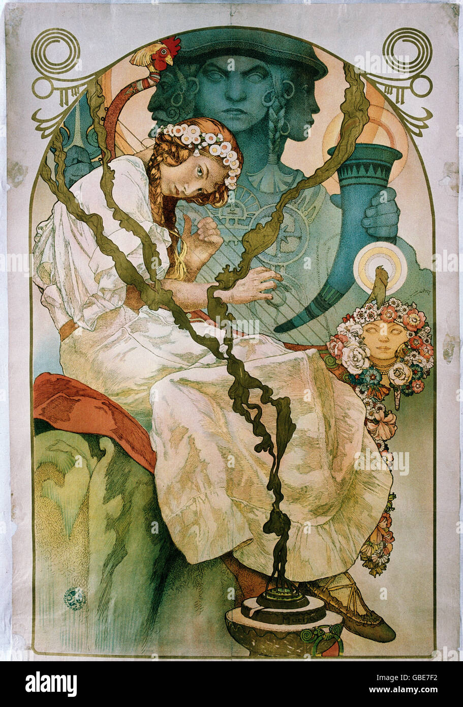 Belle arti, Mucha, Alfons, Alfons (1860 - 1939), poster, Litografia a colori, circa 1900, Foto Stock