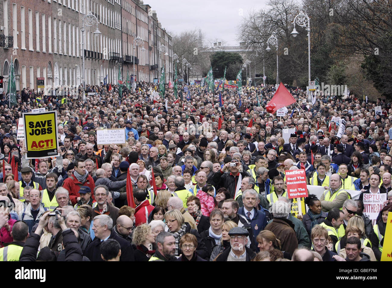 Marcia di protesta a Dublino Foto Stock