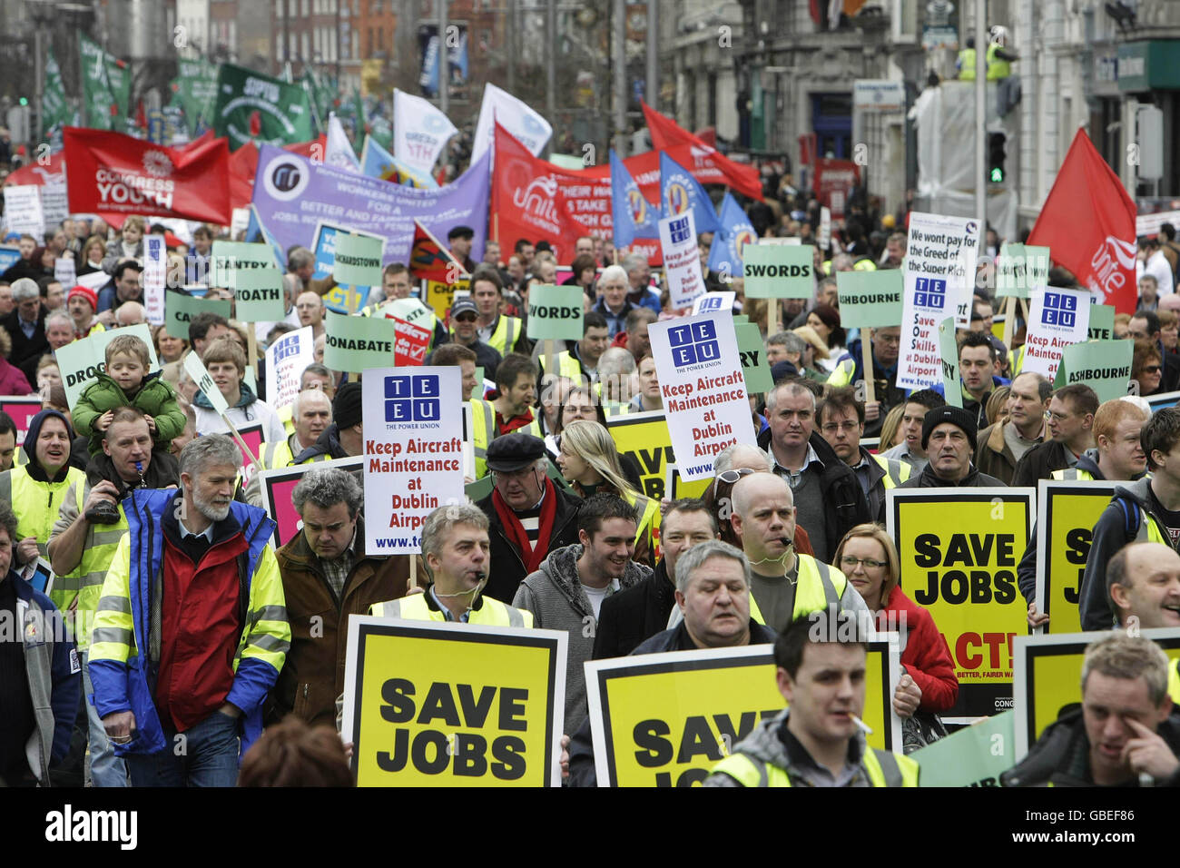 Marcia di protesta a Dublino Foto Stock