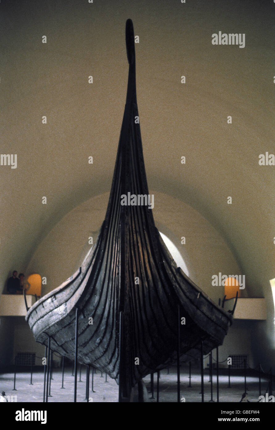 Trasporti / trasporto, navigazione, vichinghi, nave Oseberg, IX secolo, il Museo delle Navi Vichinghe, Bygdoy, Oslo, Foto Stock