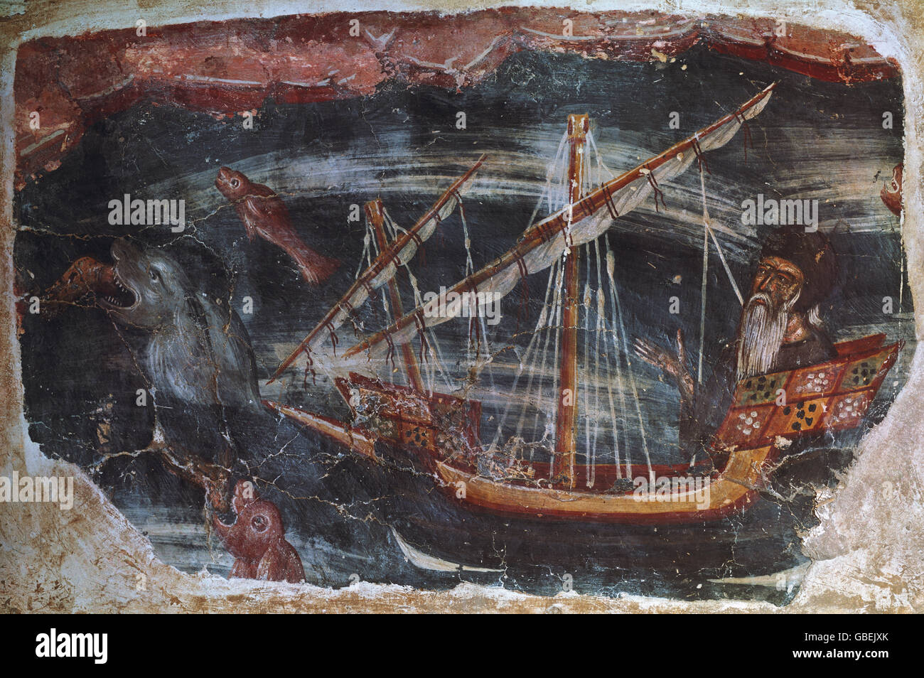 Superstizione, creature mitiche, mostri marini, affresco, Museo bizantino Atene, diritti aggiuntivi-clearences-non disponibile Foto Stock