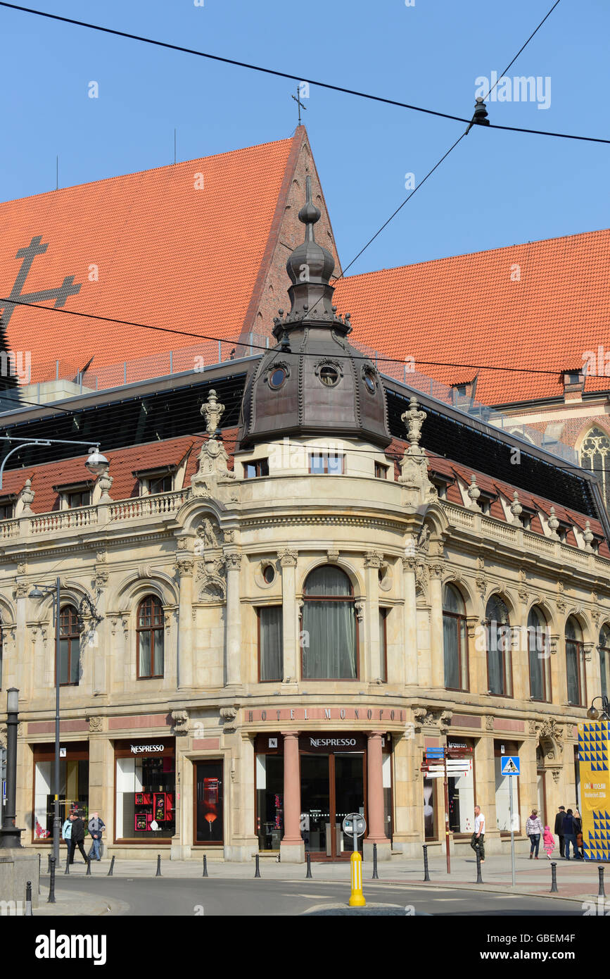 Hotel Monopol, Theaterplatz, Breslau, Niederschlesien, Polen Foto Stock