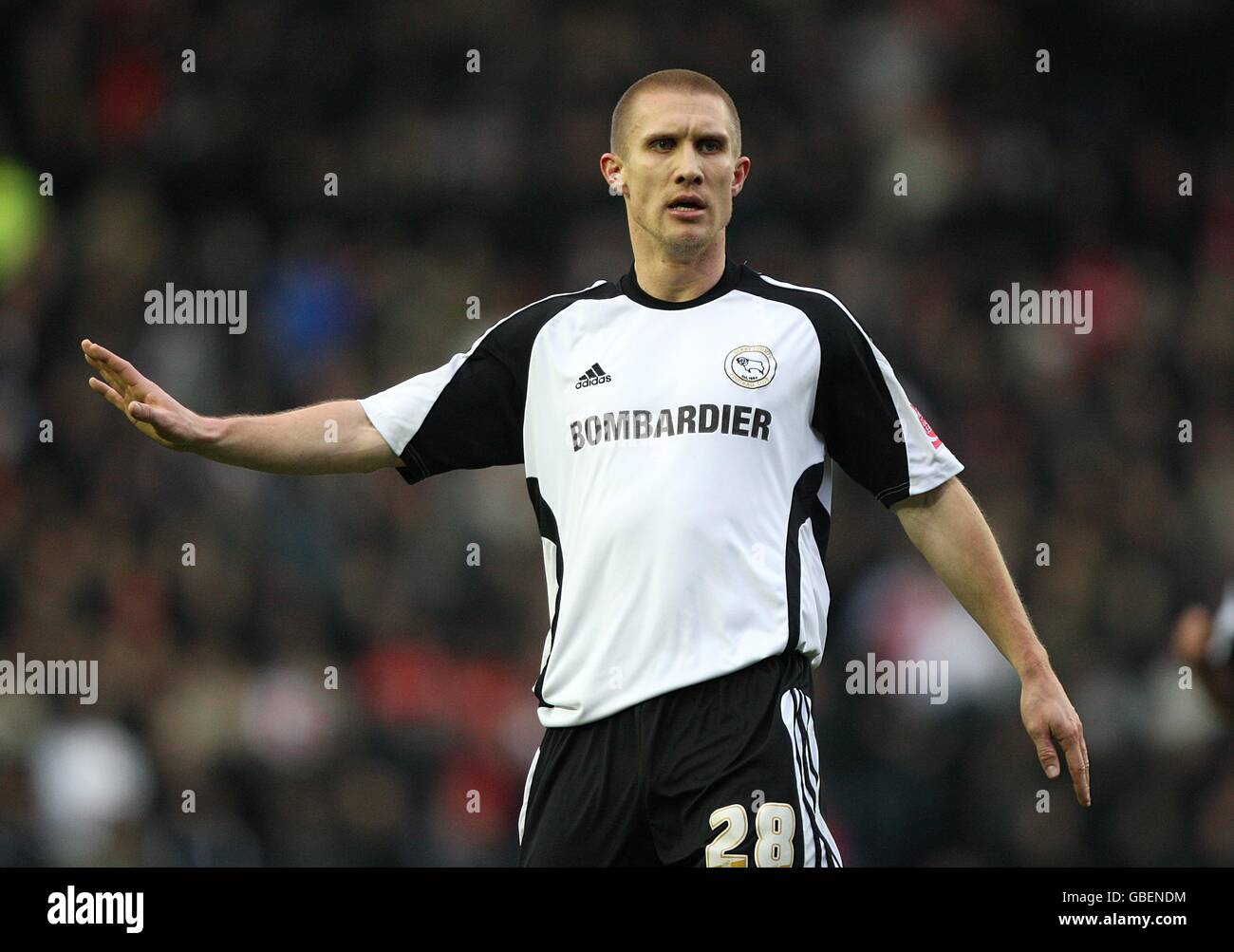 Calcio - fa Cup - Fifth Round - Derby County v Manchester United - Pride Park. Martin Albrechtsen, contea di Derby Foto Stock