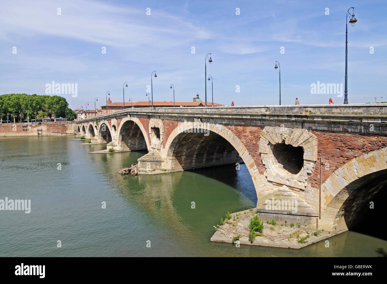 Ponte Pont Neuf, XVI secolo, Toulouse, Dipartimento Aveyron, Midi-Pirenei, Francia / Pont Neuf de Toulouse, nuovo ponte, Pont de Pierre, Grand Pont Foto Stock