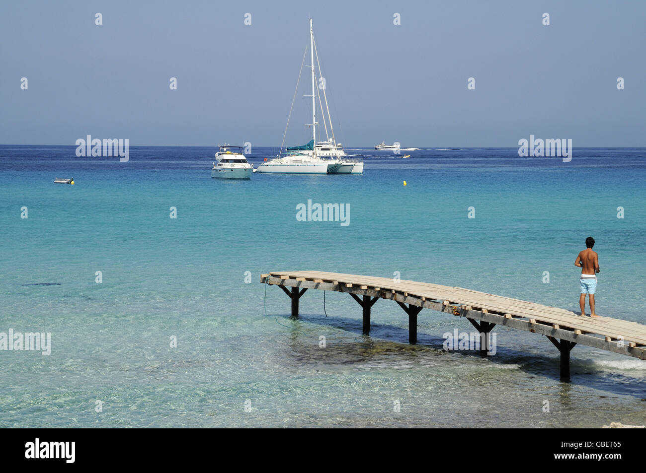 Platja de Ses Illetes, spiaggia, mare Mediterraneo, La Savina, Formentera, Pityusen, Baleari, Spagna Foto Stock