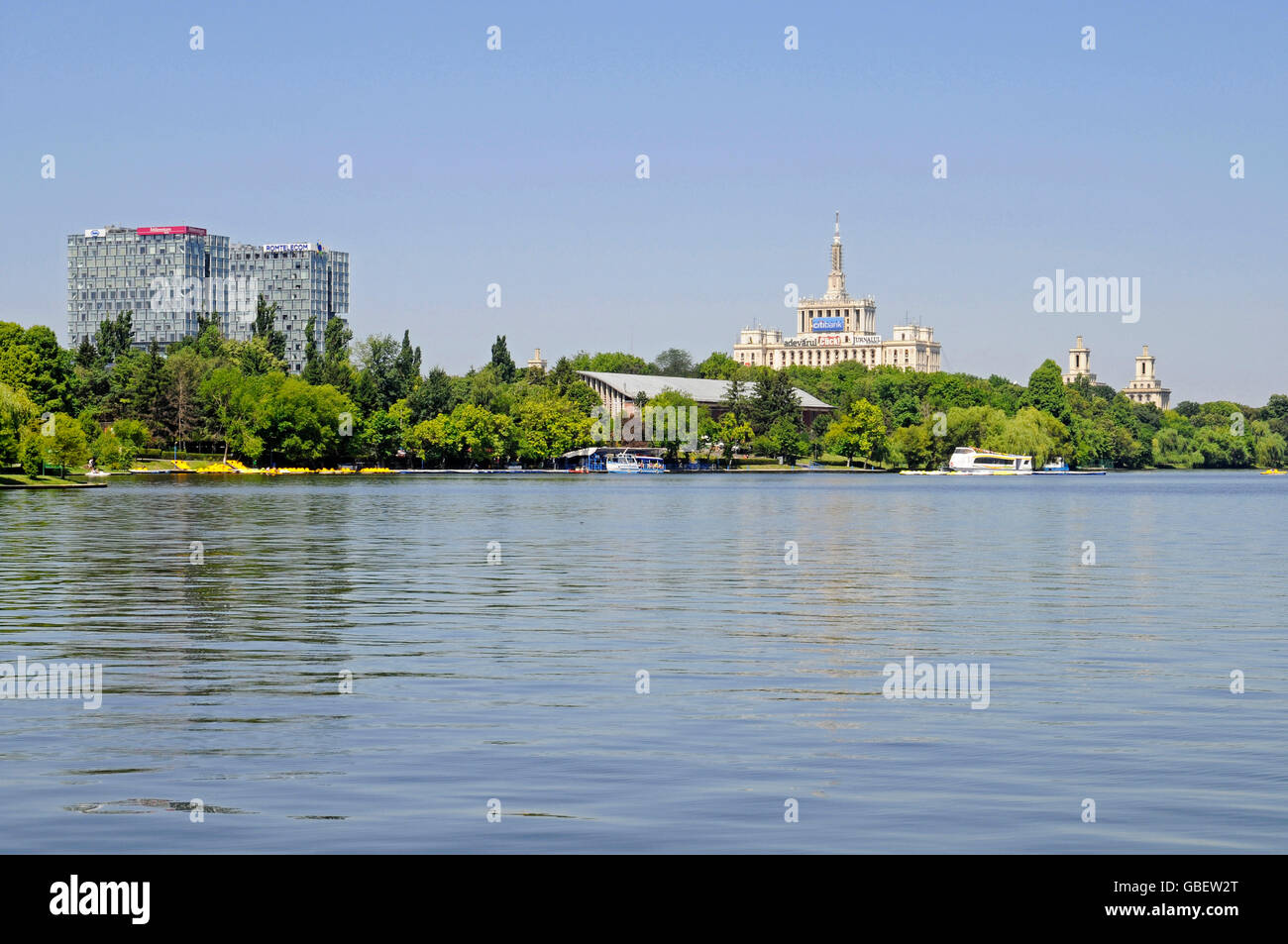 Lago, Parco Herastrau Bucarest, Romania Foto Stock