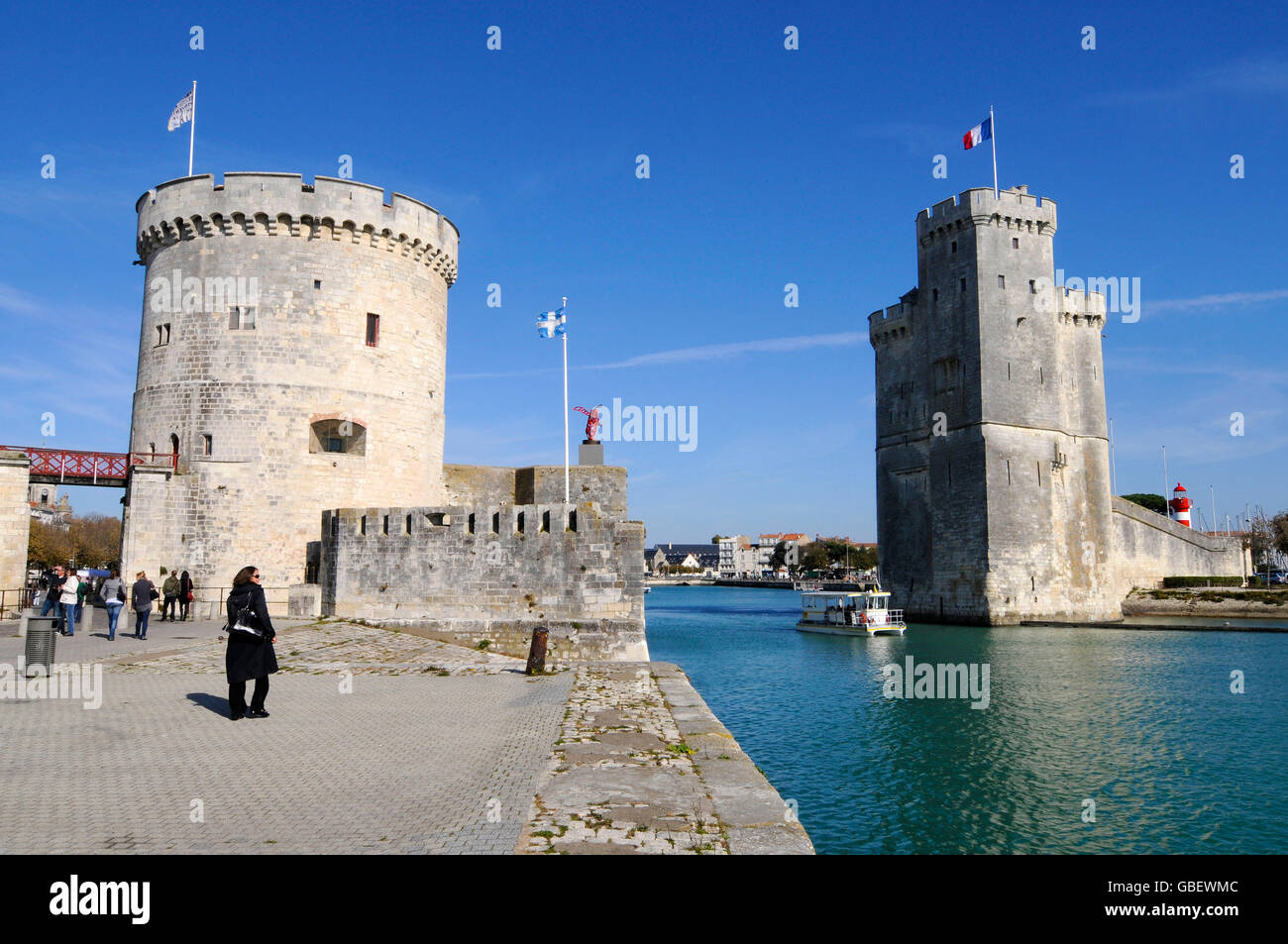 Tour de la Chaine e Tour Saint Nicolas, La Rochelle, Departement Charente-Maritime, Poitou-Charentes, Francia Foto Stock