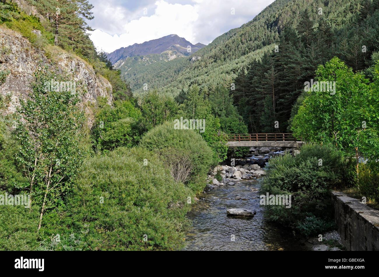 Parco nazionale di Aigueestortes i Estany de Sant Maurici, Sant Nicolau valley, La Vall de Boi Pirenei, provincia di Lleida, Catalogna, Spagna Foto Stock