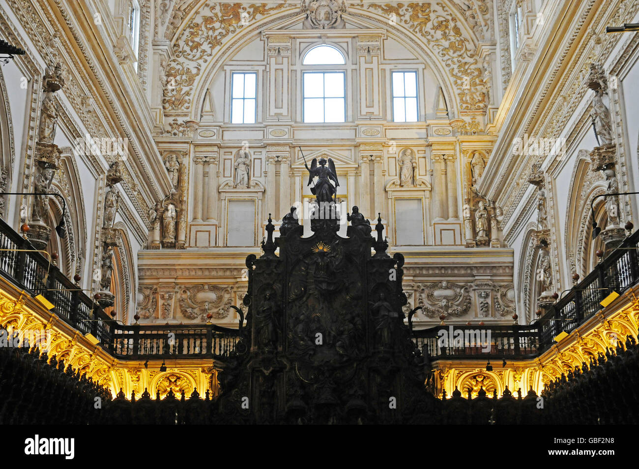 Coro interno chiesa cristiana, Mezquita Moschea,,, Cattedrale di Cordoba, in provincia di Cordoba, Andalusia, Spagna, Europa Foto Stock