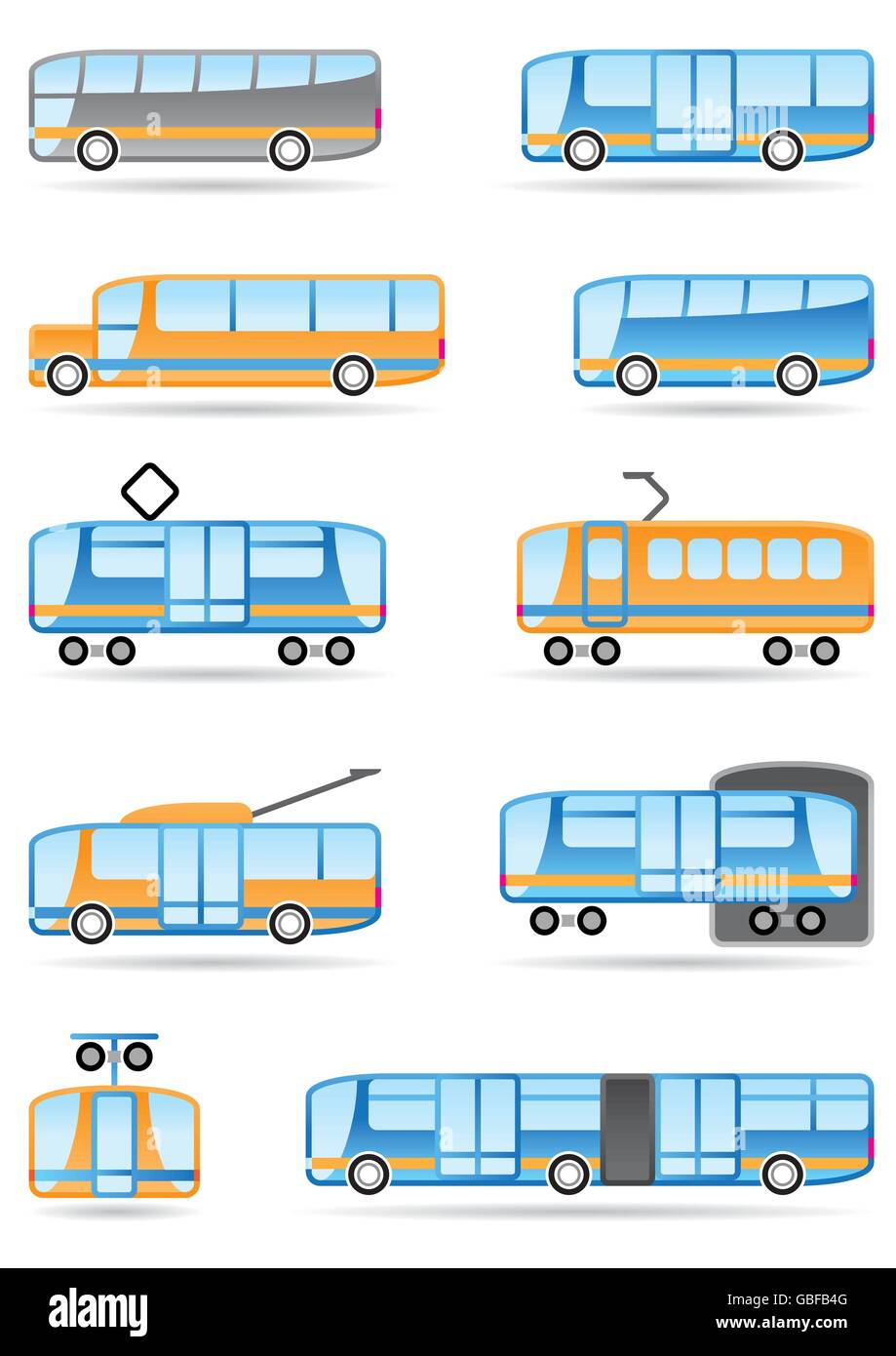 Trasporto pubblico set di icone - illustrazione vettoriale Illustrazione Vettoriale