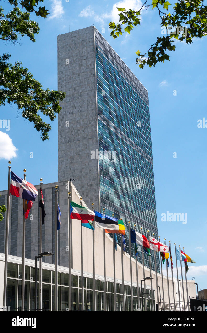 Sede centrale delle Nazioni Unite Building di New York City Foto Stock