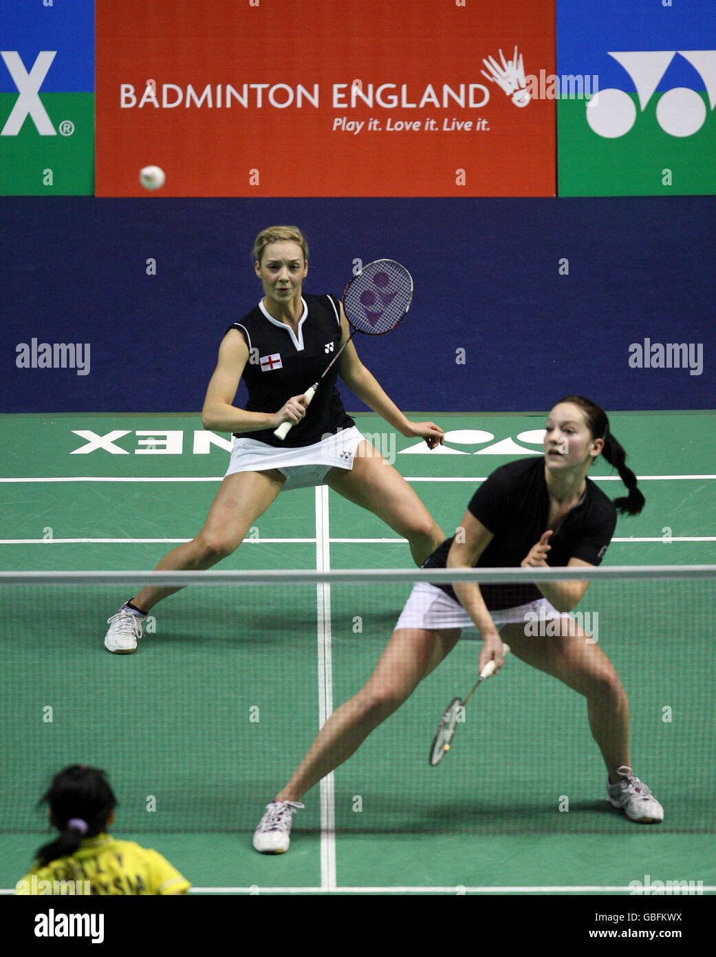 Badminton - Yonex All England Open Championships 2009 - National Indoor Arena. Jenny Wallwork in Inghilterra e Gabrielle White in azione per vincere contro Liu Ying Goh e Hui Lin ng della Malesia Foto Stock