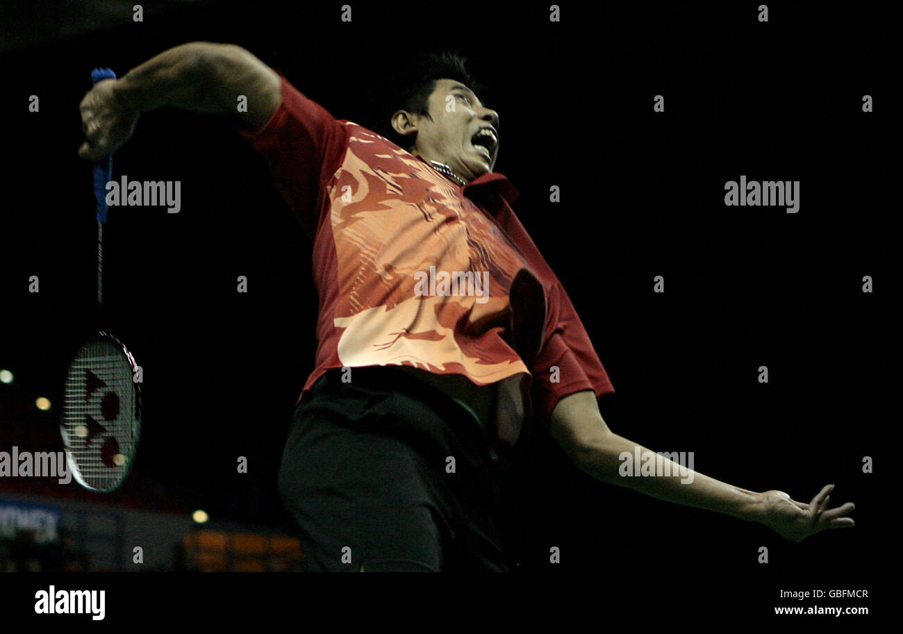 Badminton - Yonex All England Open Championships 2009 - National Indoor Arena. Nova Widianto in azione in Indonesia come lui e partner Liliyana Natsir ha battuto Yu Hsin Hsieh e Yu Chin Chien di Taipei cinese Foto Stock