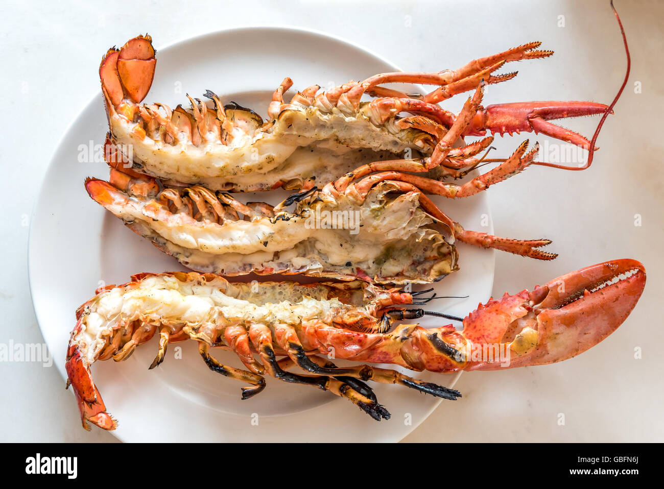 Grigliata di aragosta fresca gourmet cucina a base di pesce Foto Stock