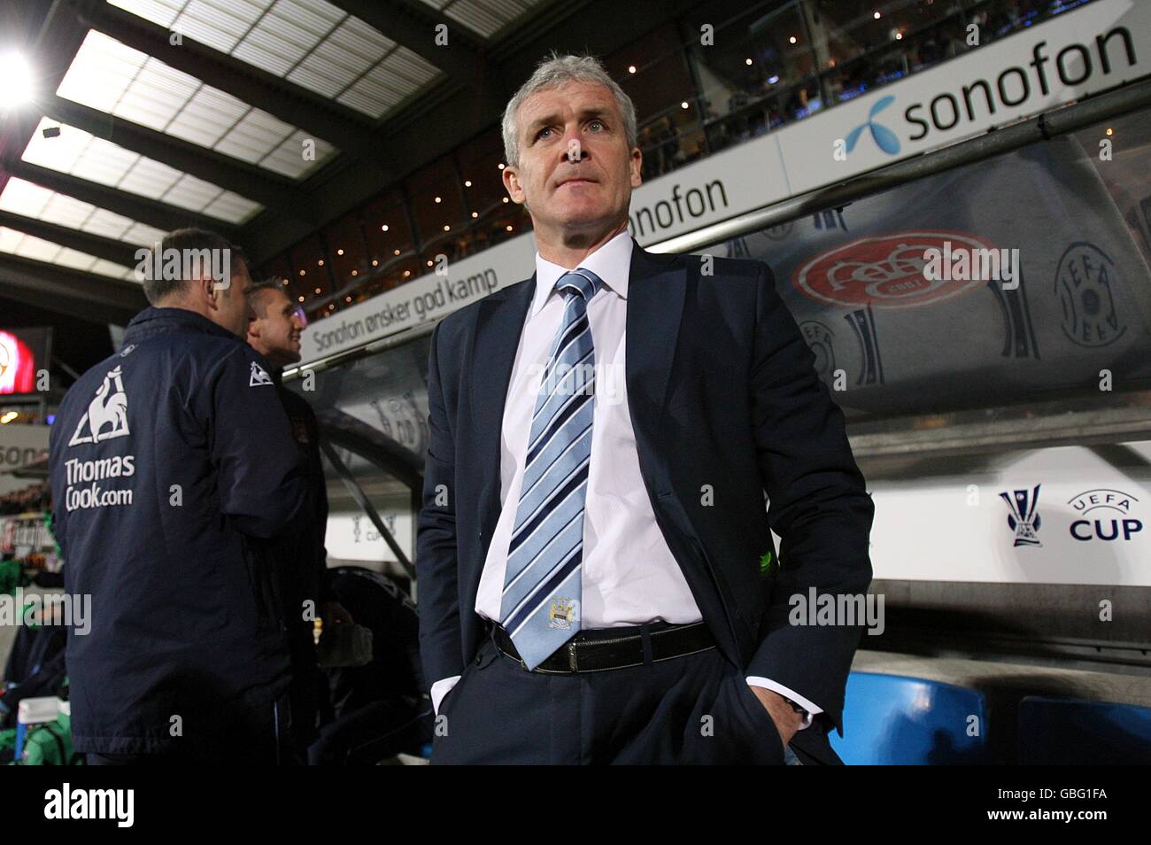 Calcio - Coppa UEFA - Round di 16 - Seconda tappa - AaB Aalborg v Manchester City - Aalborg Stadion Foto Stock