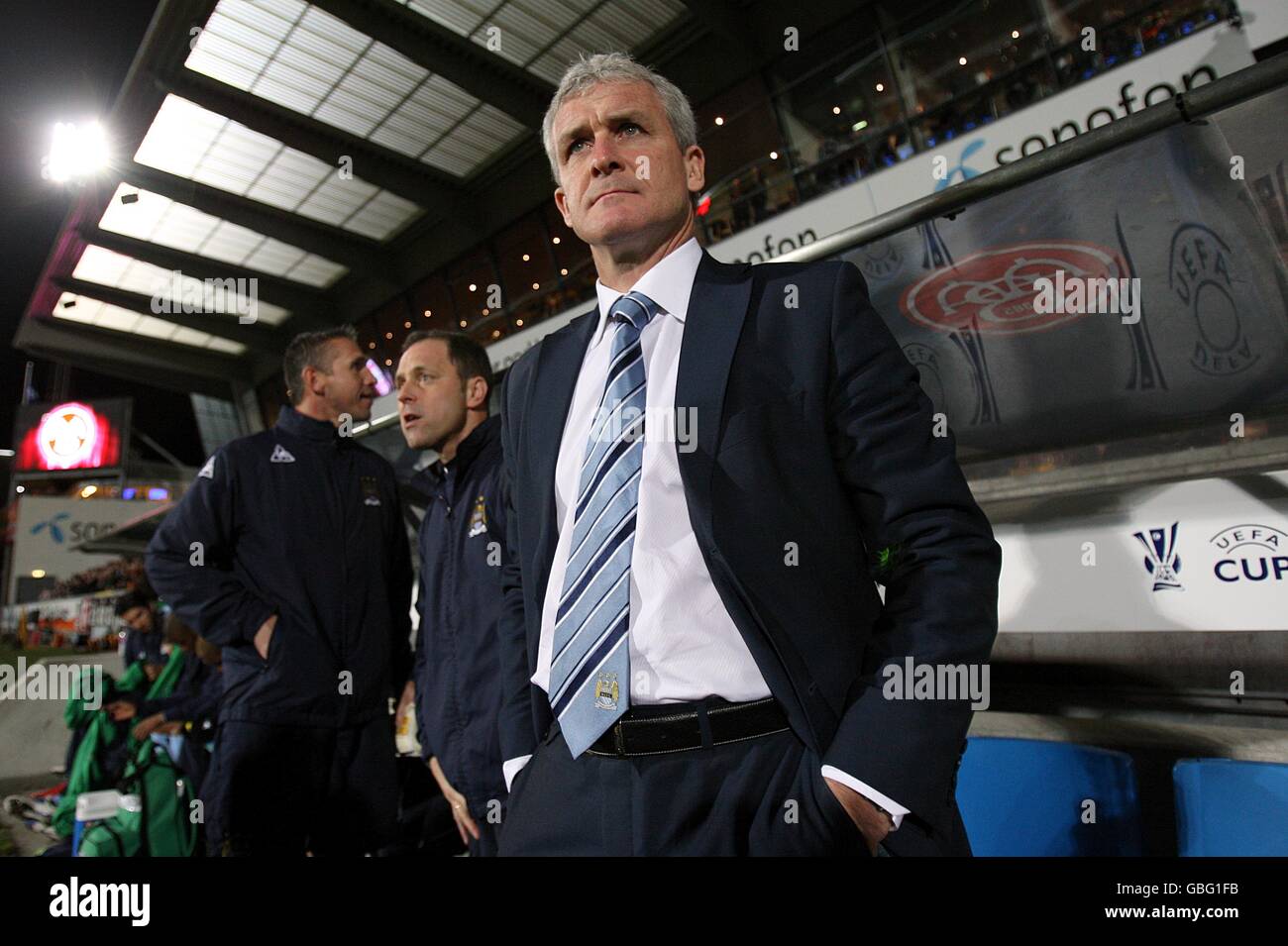 Calcio - Coppa UEFA - Round di 16 - Seconda tappa - AaB Aalborg v Manchester City - Aalborg Stadion Foto Stock