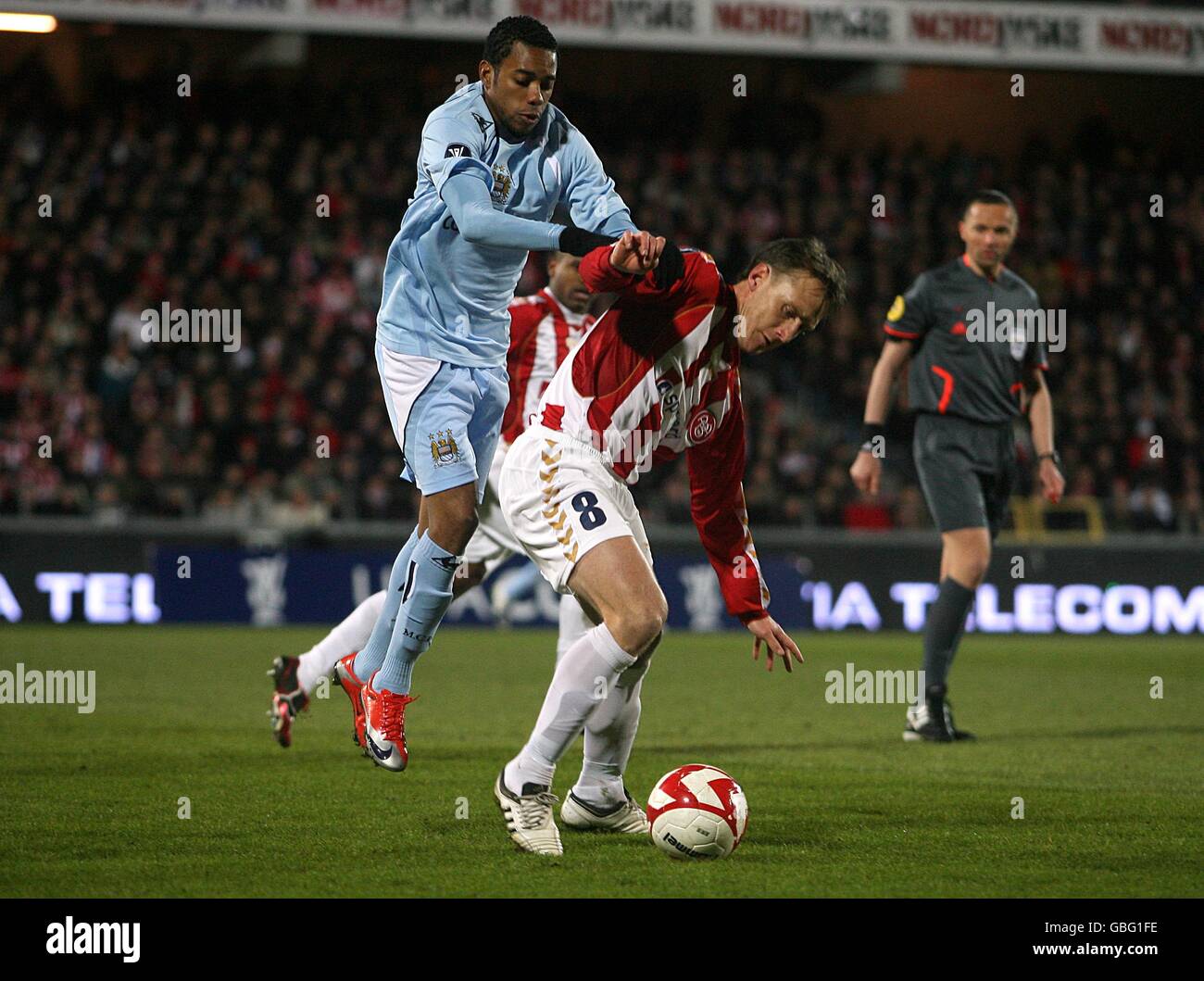 Calcio - Coppa UEFA - Round di 16 - Seconda tappa - AaB Aalborg v Manchester City - Aalborg Stadion Foto Stock