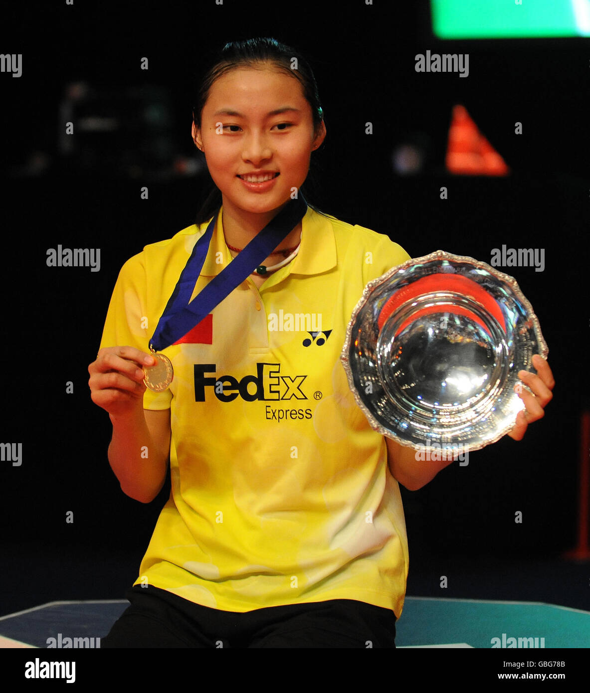 Badminton - Yonex All England Open Championships 2009 - National Indoor Arena. Wang Yihan, vincitore della finale Womens Singles in Cina Foto Stock