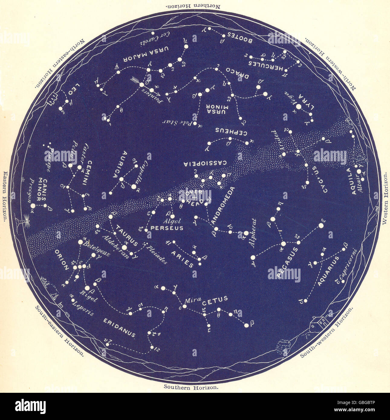 STAR MAPPA XII. Il cielo di notte. Novembre-dicembre. Astronomia. PROCTOR, 1884 Foto Stock