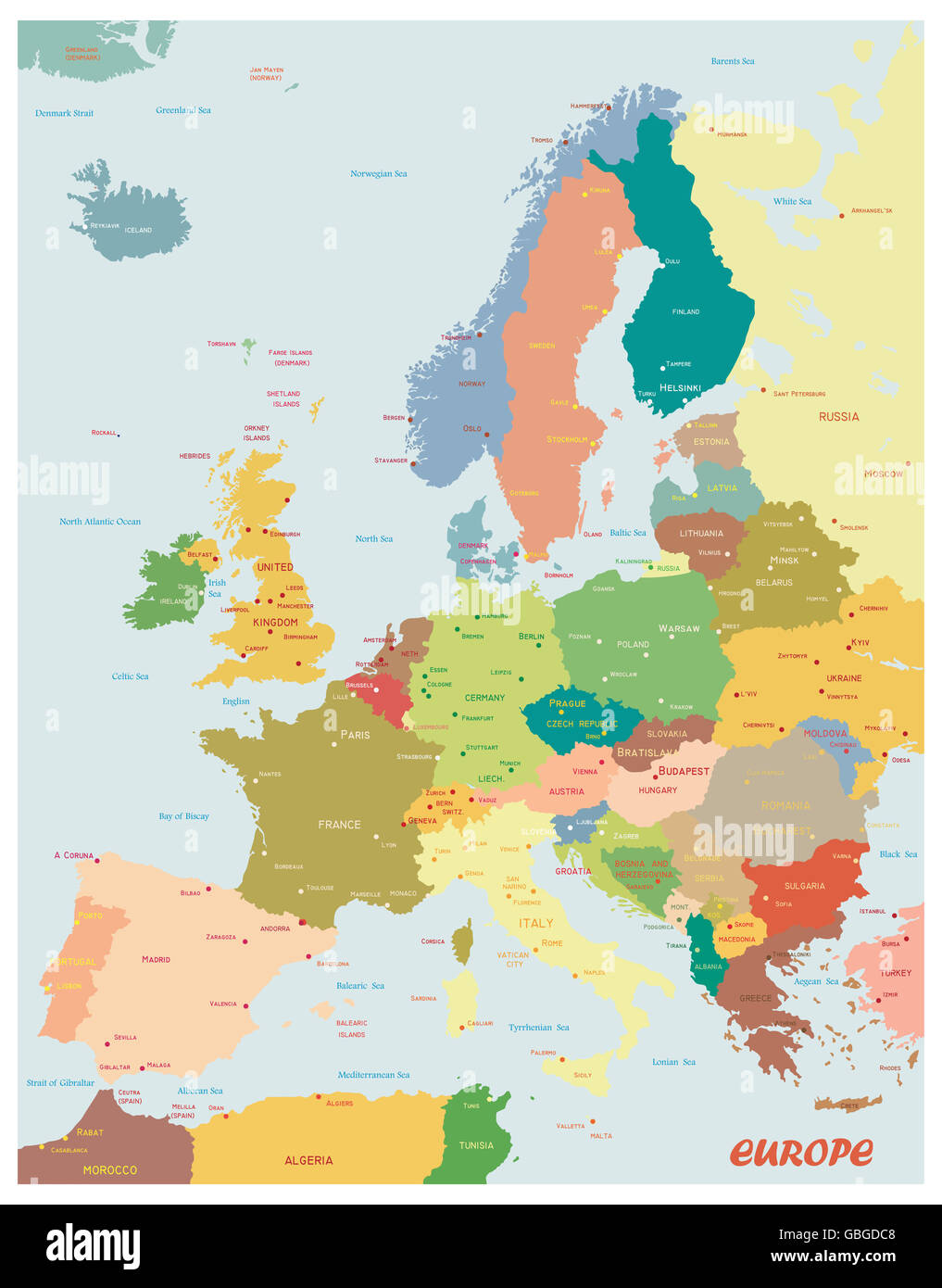 Mappa originale dell'Europa. Foto Stock
